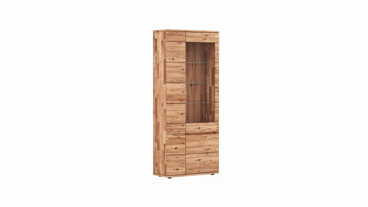 Vitrine Cartago Soft - Astbuche massiv, natur geölt