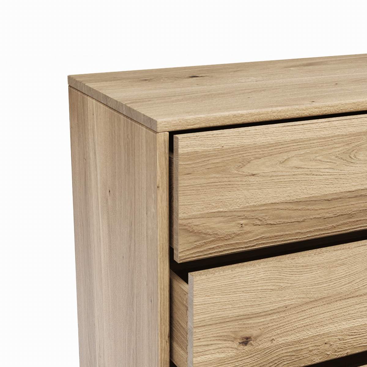 Sideboard Williston - Wildeiche bianco, Schubkastenfront sandgestrahlt