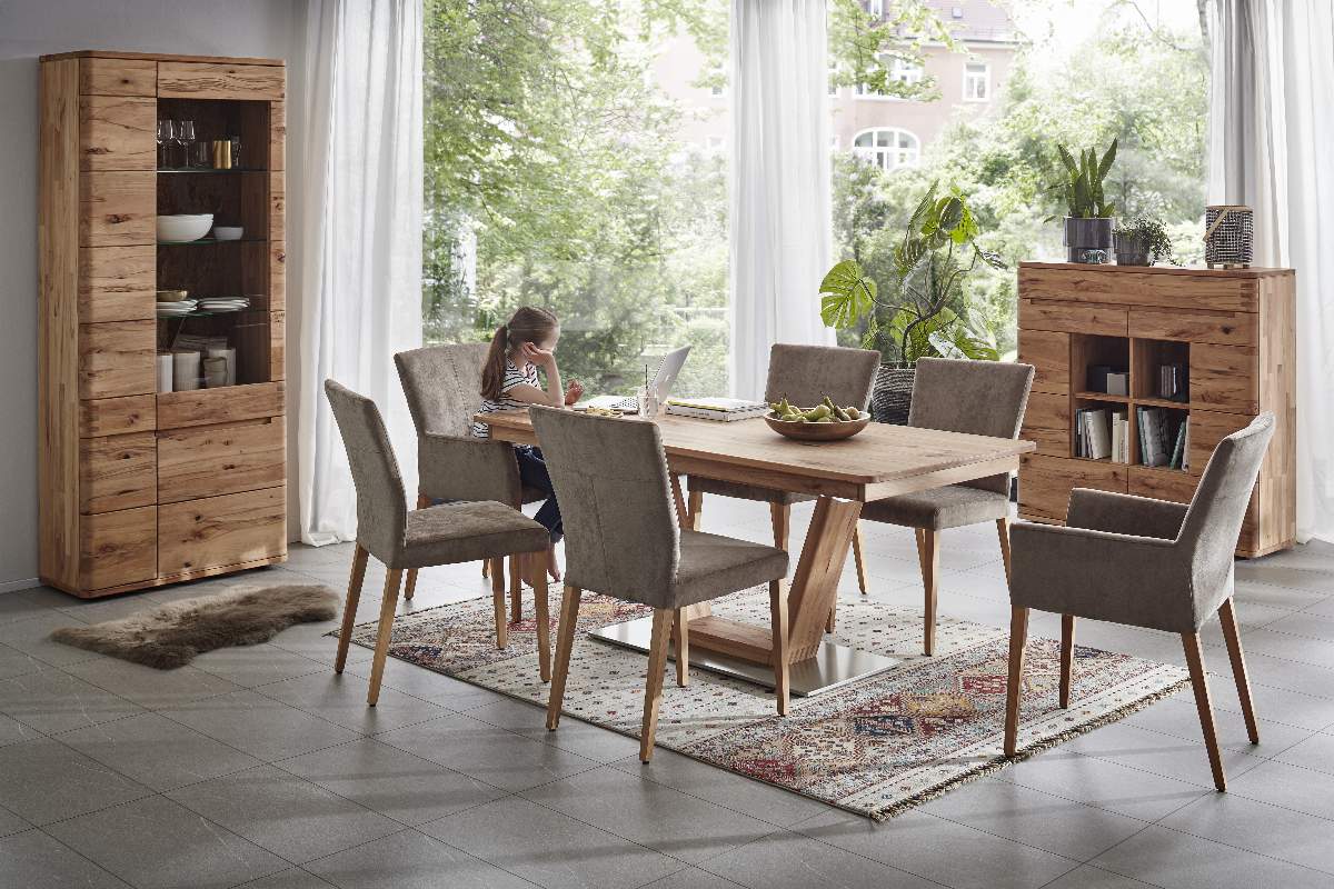 Highboard Cartago Soft - Astbuche massiv, natur geölt
