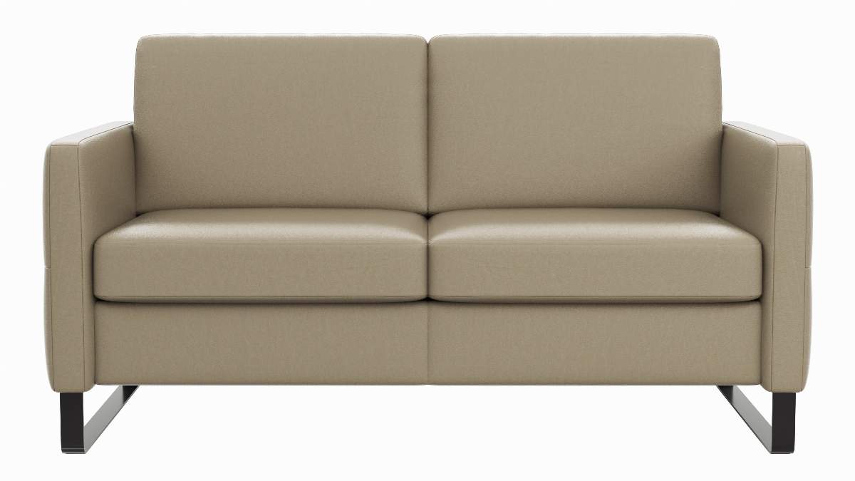 Sofa Arima N - 2-Sitzer inkl. Sitzvorzug motorisch und Armlehne klappbar, Leder, Champagner