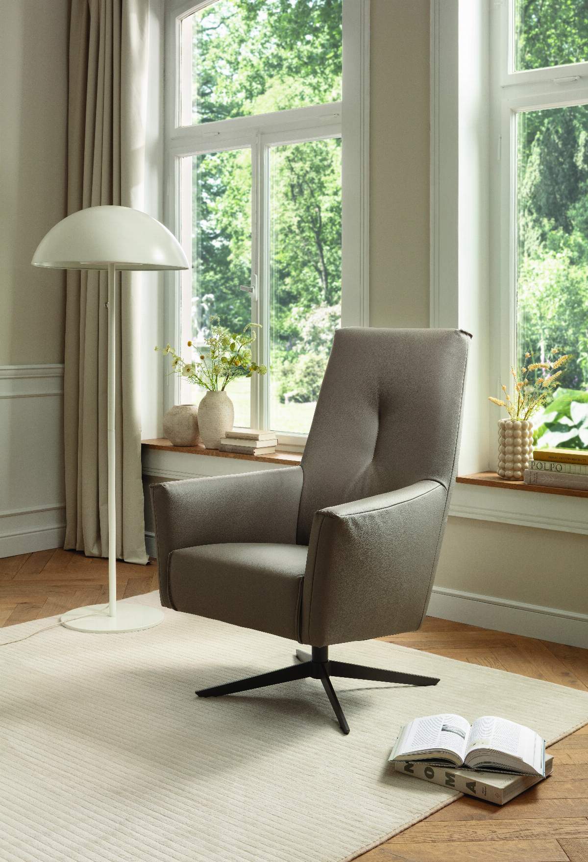 Drehsessel Hoch Serava/Cavo - Leder, Lava