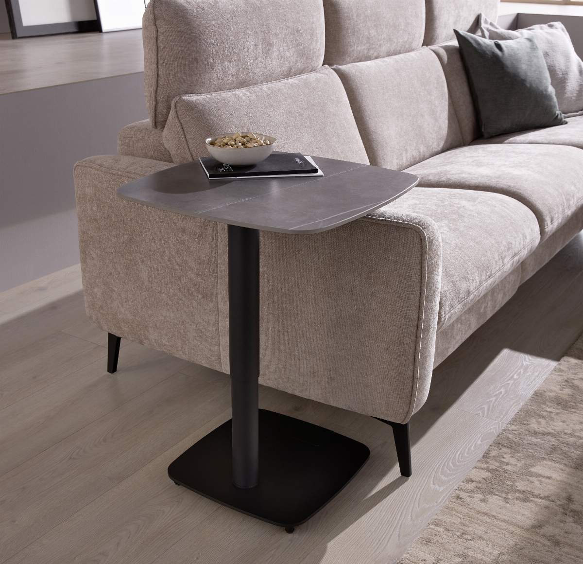 Couchtisch Camas - LBH ca. 75x75x42 cm, Keramik, Dunkelgrau