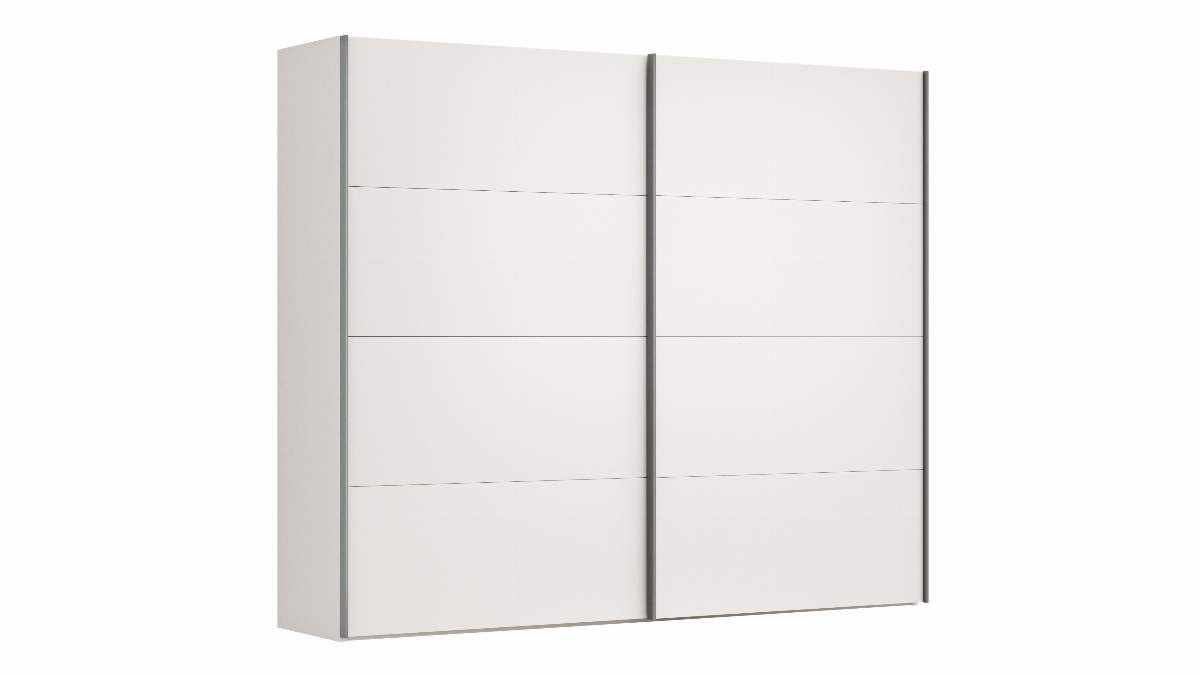 Schwebetürenschrank Viana - B ca. 271 cm, Lack, Weiß