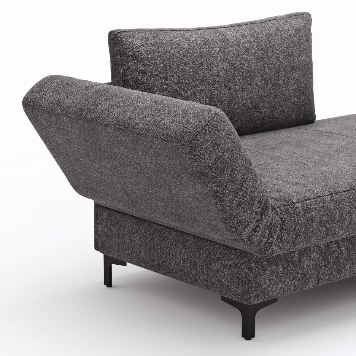Schlafsofa Verano - Ausrichtung links inkl. Schlaffunktion und Bettkasten, Stoff, Dunkelgrau