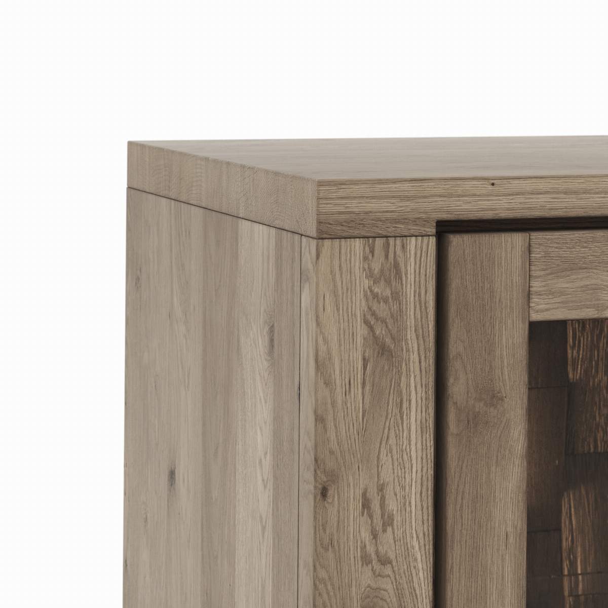 Highboard Bakersfield - inkl. Beleuchtung, Rückwand mit Holzschindeln, Asteiche, Barrrique