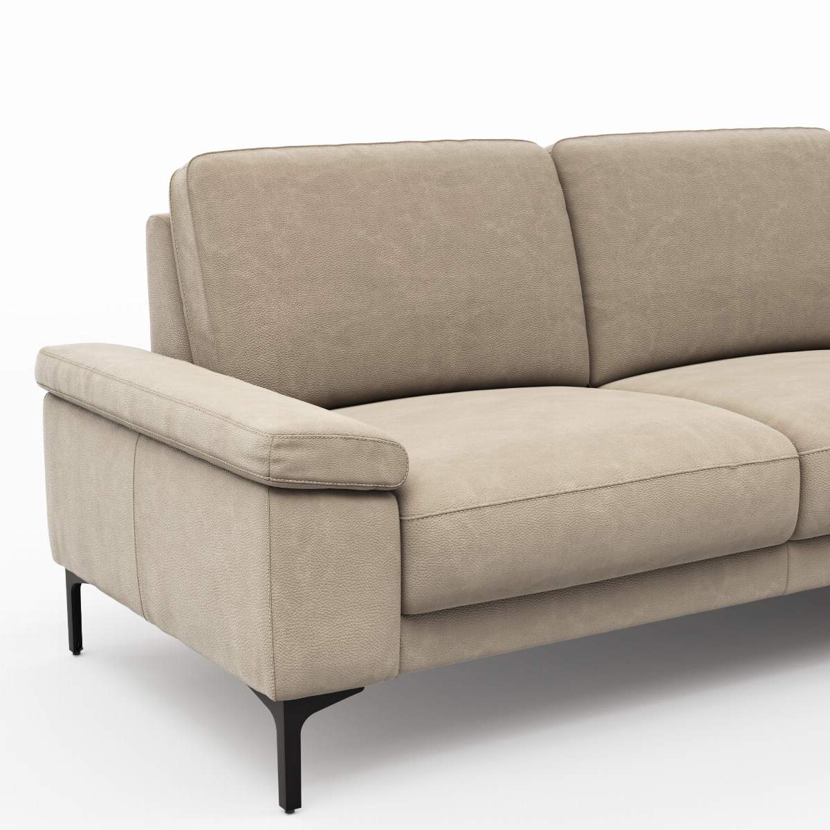 Ecksofa Matero - 2-Sitzer mit Ecke rechts, Leder, Taupe